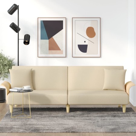 Sofá cama con reposabrazos tela color crema de vidaXL, Sofás - Ref: Foro24-351846, Precio: 264,37 €, Descuento: %