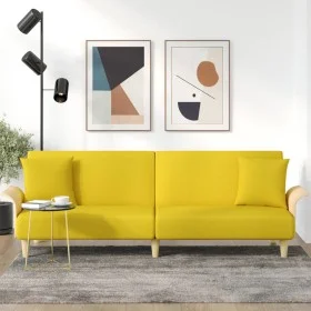 Sofá cama con reposabrazos tela amarillo claro de vidaXL, Sofás - Ref: Foro24-351847, Precio: 265,03 €, Descuento: %