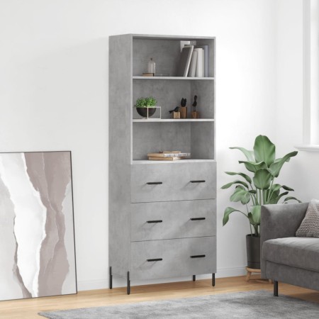 Aparador alto madera contrachapada gris hormigón 69,5x34x180 cm de vidaXL, Aparadores - Ref: Foro24-3189393, Precio: 165,38 €...