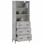 Aparador alto madera contrachapada gris hormigón 69,5x34x180 cm de vidaXL, Aparadores - Ref: Foro24-3189393, Precio: 165,38 €...