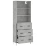 Aparador alto madera contrachapada gris hormigón 69,5x34x180 cm de vidaXL, Aparadores - Ref: Foro24-3189393, Precio: 165,38 €...