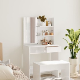 Tocador con espejo blanco brillante 74,5x40x141 cm de vidaXL, Tocadores para dormitorios - Ref: Foro24-802810, Precio: 85,46 ...