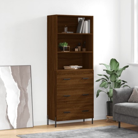 Aparador alto madera contrachapada marrón roble 69,5x34x180 cm de vidaXL, Aparadores - Ref: Foro24-3189396, Precio: 175,47 €,...