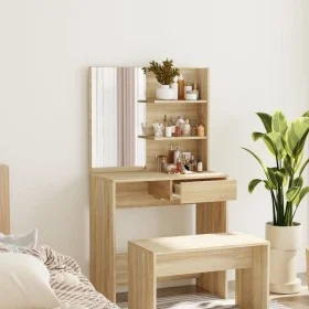 Schminktisch mit Spiegel in der Farbe Sonoma-Eiche, 74,5 x 40 x 141 cm von vidaXL, Schlafzimmerkommoden - Ref: Foro24-802807,...