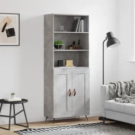 Aparador alto madera contrachapada gris hormigón 69,5x34x180 cm de vidaXL, Aparadores - Ref: Foro24-3189929, Precio: 124,48 €...