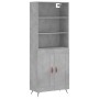 Aparador alto madera contrachapada gris hormigón 69,5x34x180 cm de vidaXL, Aparadores - Ref: Foro24-3189929, Precio: 125,44 €...