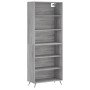 Aparador alto madera de ingeniería gris Sonoma 69,5x32,5x180 cm de vidaXL, Aparadores - Ref: Foro24-3189547, Precio: 115,59 €...