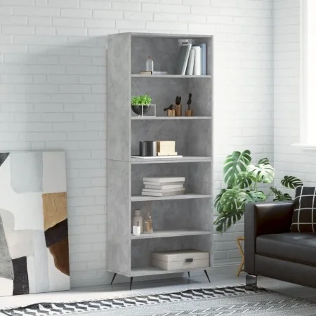 Aparador alto madera ingeniería gris hormigón 69,5x32,5x180 cm de vidaXL, Aparadores - Ref: Foro24-3189545, Precio: 103,07 €,...