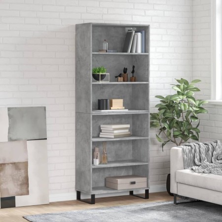 Aparador alto madera ingeniería gris hormigón 69,5x32,5x180 cm de vidaXL, Aparadores - Ref: Foro24-3189601, Precio: 115,11 €,...