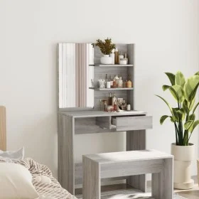 Sonoma grauer Schminktisch mit Spiegel 74,5x40x141 cm von vidaXL, Schlafzimmerkommoden - Ref: Foro24-820491, Preis: 74,89 €, ...