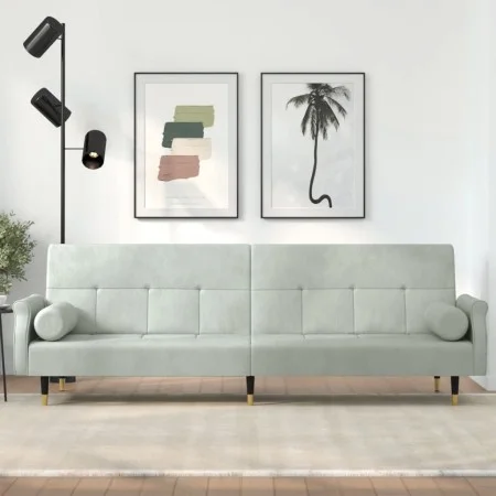 Schlafsofa mit hellgrauen Samtkissen von vidaXL, Sofas - Ref: Foro24-351857, Preis: 314,39 €, Rabatt: %