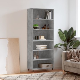 Aparador alto madera ingeniería gris hormigón 69,5x32,5x180 cm de vidaXL, Aparadores - Ref: Foro24-3189553, Precio: 108,14 €,...