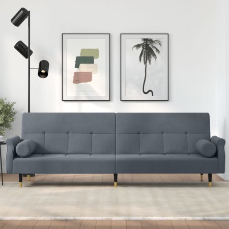Sofá cama con cojines terciopelo gris oscuro de vidaXL, Sofás - Ref: Foro24-351858, Precio: 298,35 €, Descuento: %