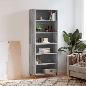 Aparador alto madera de ingeniería gris Sonoma 69,5x32,5x180 cm de vidaXL, Aparadores - Ref: Foro24-3189555, Precio: 113,58 €...