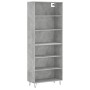 Aparador alto madera ingeniería gris hormigón 69,5x32,5x180 cm de vidaXL, Aparadores - Ref: Foro24-3189569, Precio: 107,04 €,...