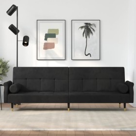 Sofá cama con cojines terciopelo negro de vidaXL, Sofás - Ref: Foro24-351861, Precio: 300,21 €, Descuento: %