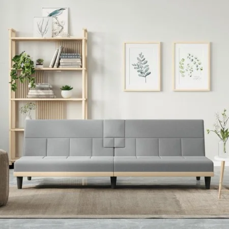 Sofá cama con portavasos tela gris claro de vidaXL, Sofás - Ref: Foro24-351863, Precio: 275,49 €, Descuento: %