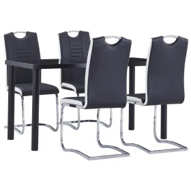 Juego de comedor 5 piezas cuero sintético negro de vidaXL, muebles para cocinas y comedores - Ref: Foro24-3053026, Precio: 48...