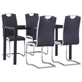 Juego de comedor 5 piezas cuero sintético negro de vidaXL, muebles para cocinas y comedores - Ref: Foro24-3053026, Precio: 51...