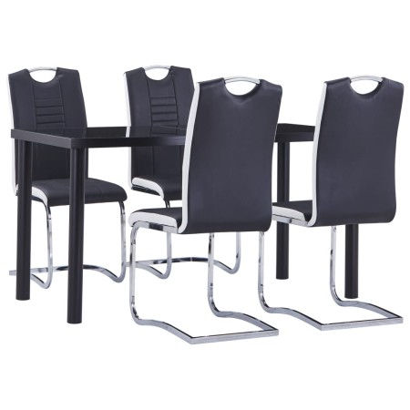 Juego de comedor 5 piezas cuero sintético negro de vidaXL, muebles para cocinas y comedores - Ref: Foro24-3053026, Precio: 51...