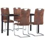 Juego de comedor 5 piezas piel de ante artificial marrón de vidaXL, muebles para cocinas y comedores - Ref: Foro24-3053038, P...