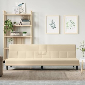 Sofá cama con portavasos tela crema de vidaXL, Sofás - Ref: Foro24-351866, Precio: 280,74 €, Descuento: %