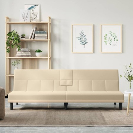 Sofá cama con portavasos tela crema de vidaXL, Sofás - Ref: Foro24-351866, Precio: 280,74 €, Descuento: %