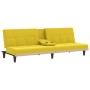 Sofá cama con portavasos tela amarillo claro de vidaXL, Sofás - Ref: Foro24-351867, Precio: 280,74 €, Descuento: %
