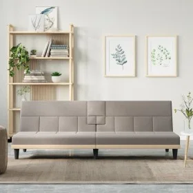 Sofá cama con portavasos tela gris taupé de vidaXL, Sofás - Ref: Foro24-351868, Precio: 275,49 €, Descuento: %
