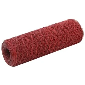 Steel chicken wire with red PVC coating 25x0.5 m by vidaXL, fence panels - Ref: Foro24-143299, Price: 25,99 €, Discount: %