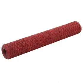 Alambrada de gallinero acero revestimiento PVC rojo 25x1 m de vidaXL, Paneles de vallas - Ref: Foro24-143307, Precio: 34,74 €...