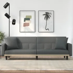 Sofá cama con cojines tela gris oscuro de vidaXL, Sofás - Ref: Foro24-351876, Precio: 294,62 €, Descuento: %