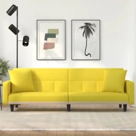 Sofa bed with light yellow fabric cushions by vidaXL, Sofas - Ref: Foro24-351879, Price: 261,92 €, Discount: %