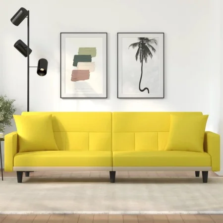Sofá cama con cojines tela amarillo claro de vidaXL, Sofás - Ref: Foro24-351879, Precio: 261,92 €, Descuento: %
