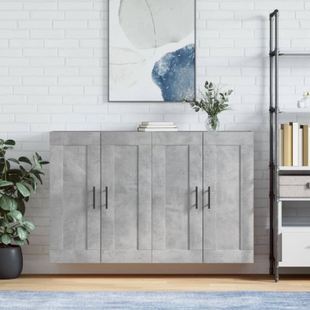 Armarios de pared 2 uds madera de ingeniería gris hormigón de vidaXL, Aparadores - Ref: Foro24-3198045, Precio: 132,41 €, Des...