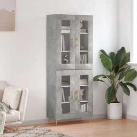Aparador alto madera contrachapada gris hormigón 69,5x34x180 cm de vidaXL, Aparadores - Ref: Foro24-3198269, Precio: 167,16 €...
