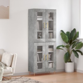 Aparador alto madera contrachapada gris hormigón 69,5x34x180 cm de vidaXL, Aparadores - Ref: Foro24-3198269, Precio: 169,65 €...