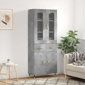Aparador alto madera contrachapada gris hormigón 69,5x34x180 cm by vidaXL, Sideboards - Ref: Foro24-3198517, Price: 161,17 €,...