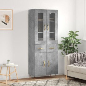Aparador alto madera contrachapada gris hormigón 69,5x34x180 cm de vidaXL, Aparadores - Ref: Foro24-3198517, Precio: 163,33 €...