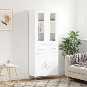 Hohes weißes Sperrholz-Sideboard 69,5 x 34 x 180 cm von vidaXL, Sideboards - Ref: Foro24-3198521, Preis: 193,48 €, Rabatt: %