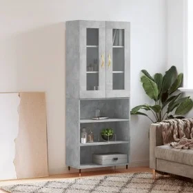 Aparador alto madera contrachapada gris hormigón 69,5x34x180 cm by vidaXL, Sideboards - Ref: Foro24-3198709, Price: 132,82 €,...