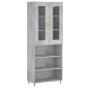 Aparador alto madera contrachapada gris hormigón 69,5x34x180 cm de vidaXL, Aparadores - Ref: Foro24-3198709, Precio: 134,64 €...
