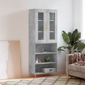 Aparador alto madera contrachapada gris hormigón 69,5x34x180 cm de vidaXL, Aparadores - Ref: Foro24-3198717, Precio: 135,79 €...