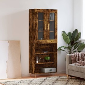 Aparador alto madera contrachapada roble ahumado 69,5x34x180 cm de vidaXL, Aparadores - Ref: Foro24-3198718, Precio: 135,34 €...