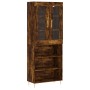 Aparador alto madera contrachapada roble ahumado 69,5x34x180 cm de vidaXL, Aparadores - Ref: Foro24-3198718, Precio: 135,34 €...