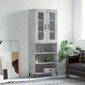 Aparador alto madera contrachapada gris hormigón 69,5x34x180 cm de vidaXL, Aparadores - Ref: Foro24-3198725, Precio: 137,69 €...