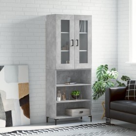 Aparador alto madera contrachapada gris hormigón 69,5x34x180 cm de vidaXL, Aparadores - Ref: Foro24-3198725, Precio: 139,72 €...