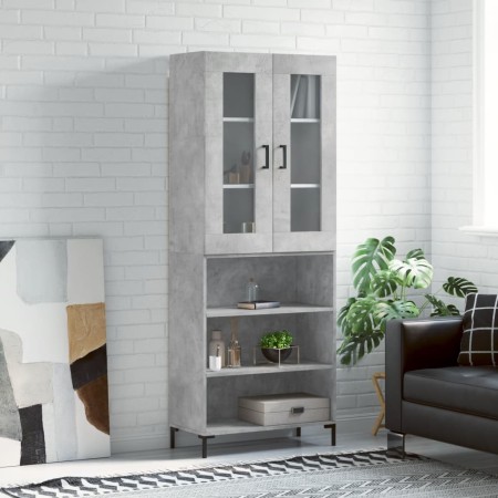 Aparador alto madera contrachapada gris hormigón 69,5x34x180 cm de vidaXL, Aparadores - Ref: Foro24-3198725, Precio: 139,72 €...