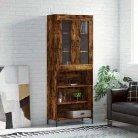 Aparador alto madera contrachapada roble ahumado 69,5x34x180 cm de vidaXL, Aparadores - Ref: Foro24-3198726, Precio: 137,95 €...