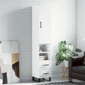Aparador alto madera contrachapada blanco brillo 34,5x34x180 cm de vidaXL, Aparadores - Ref: Foro24-3198939, Precio: 123,48 €...